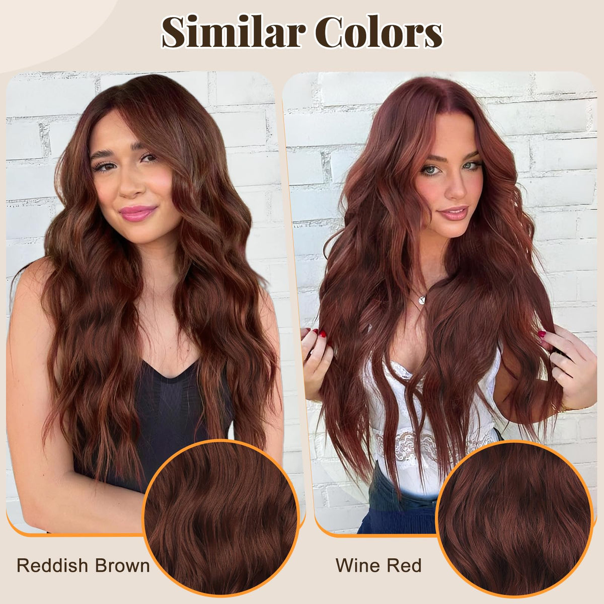 ALXNAN Long Wavy Clip in Hair Extensions 24-inch Wine Red in use at a party