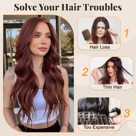 ALXNAN Long Wavy Clip in Hair Extensions 24-inch Wine Red packaging