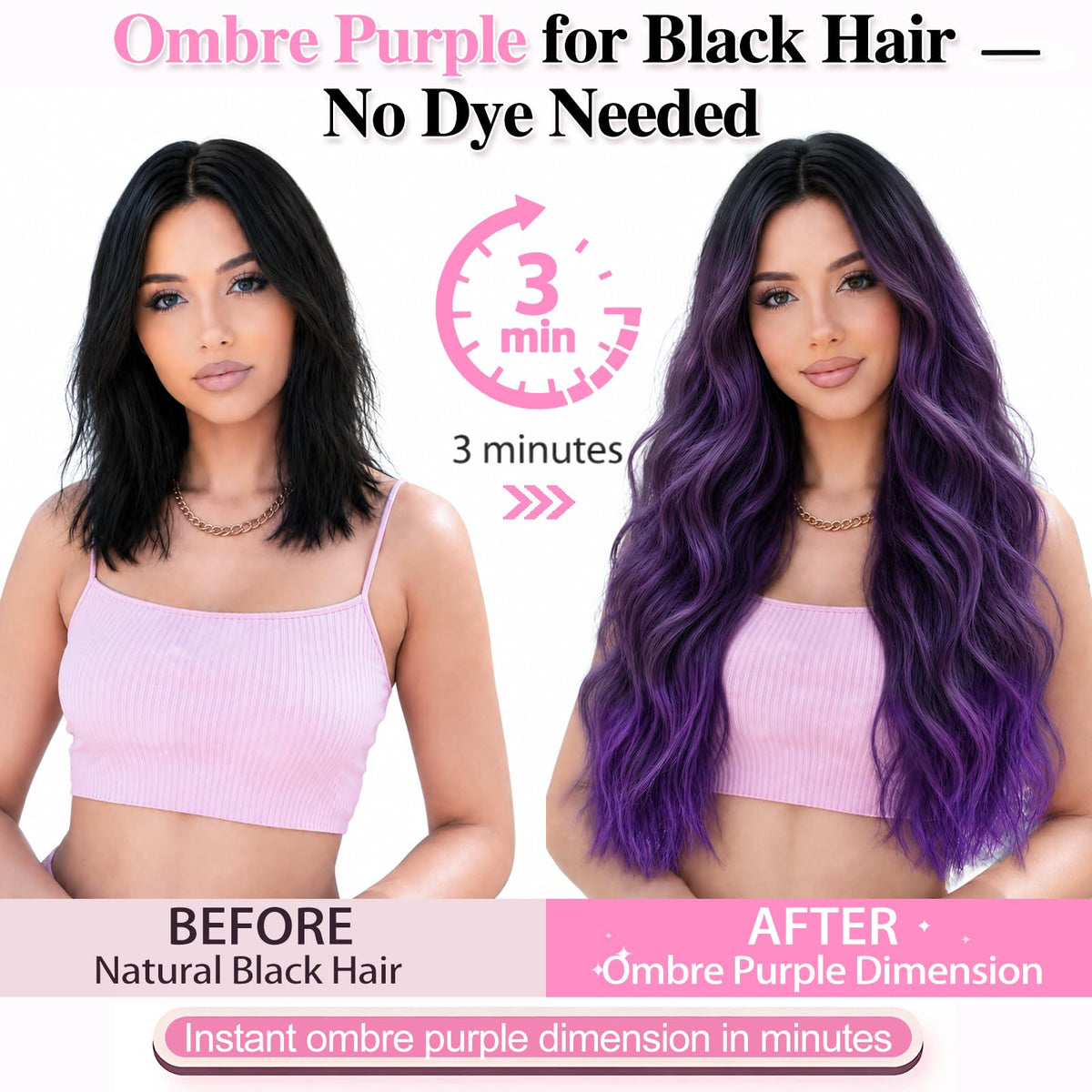 ALXNAN Long Wavy Clip-in Hair Extensions 24" showing secure BB clips