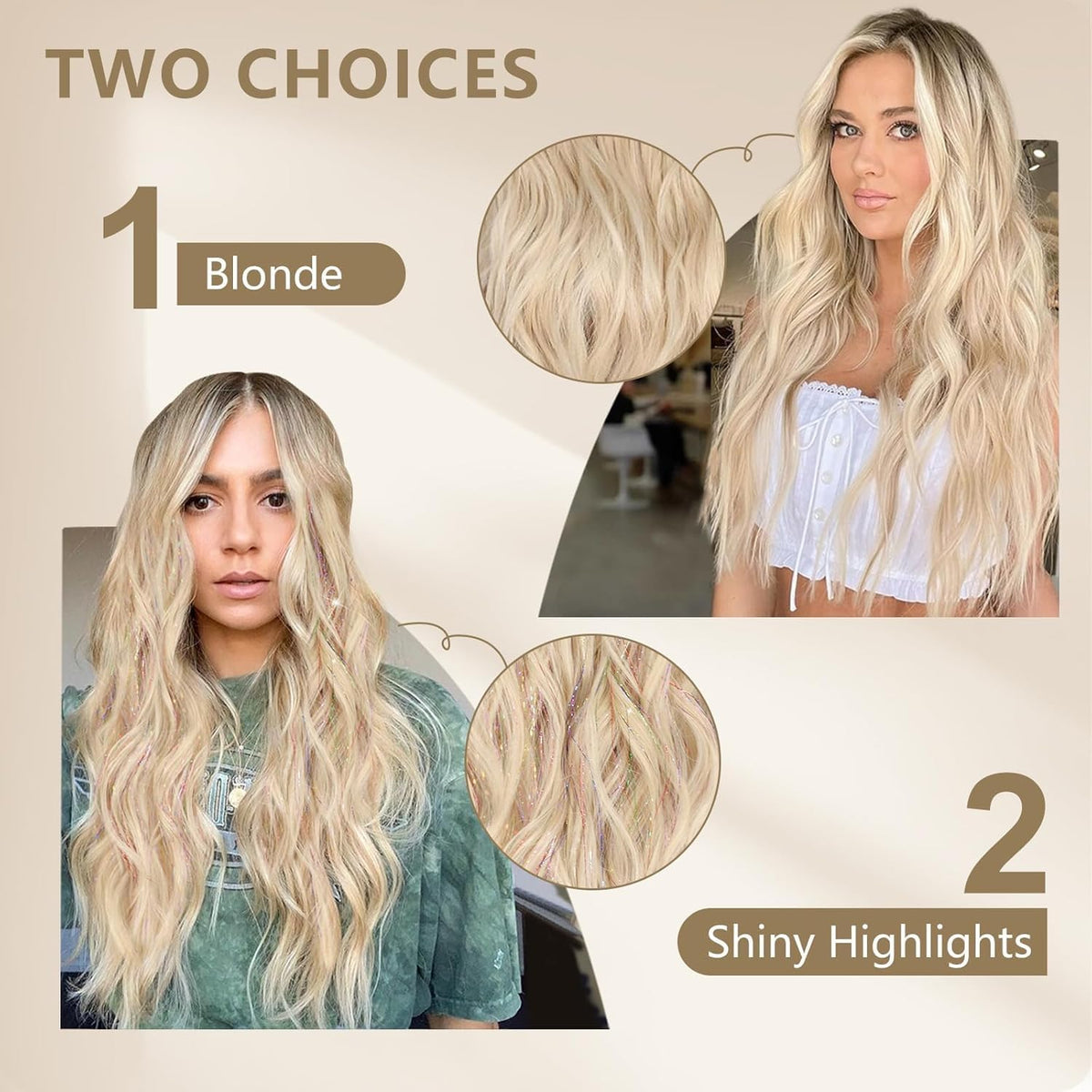ALXNAN Long Wavy Clip in Hair Extensions 5-inch weft side view