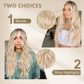 ALXNAN Long Wavy Clip in Hair Extensions 5-inch weft side view