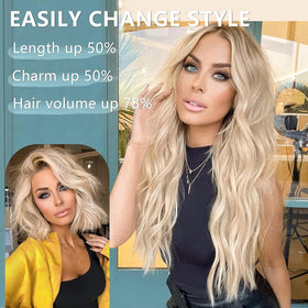 ALXNAN Long Wavy Clip in Hair Extensions 6-inch weft close-up