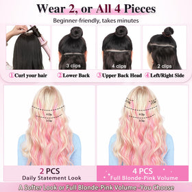 ALXNAN Long Wavy Clip in Hair Extensions in a hairstyle