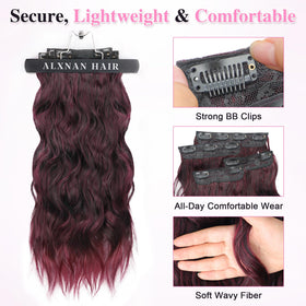 ALXNAN Long Wavy Clip-in Hair Extensions in packaging