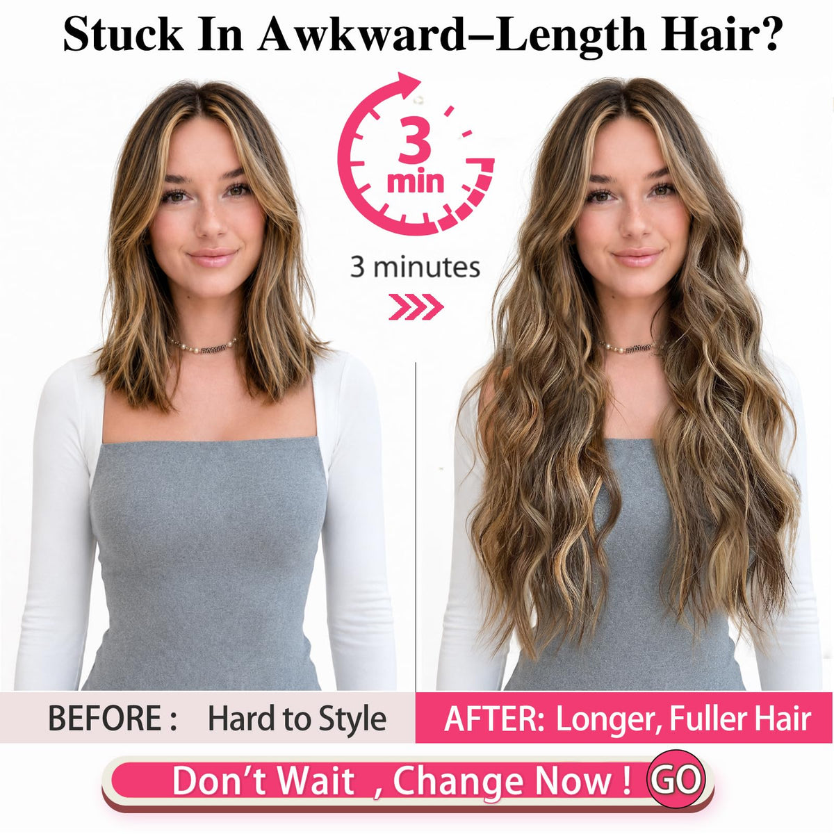 ALXNAN Long Wavy Clip in Hair Extensions packaging