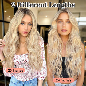 ALXNAN Long Wavy Clip in Hair Extensions packaging
