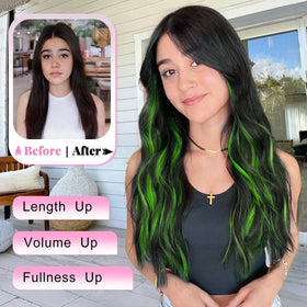 ALXNAN Long Wavy Clip in Hair Extensions packaging and contents