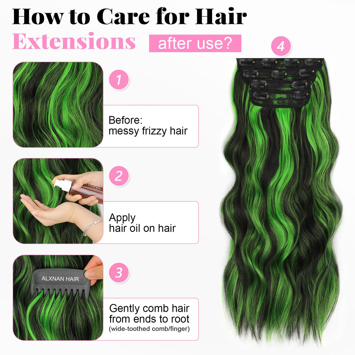 ALXNAN Long Wavy Clip in Hair Extensions styled on a model