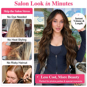 ALXNAN Long Wavy Hair Extensions displayed on a mannequin