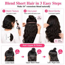ALXNAN Wavy Clip in Hair Extensions 16" Chocolate Brown in a lifestyle setting