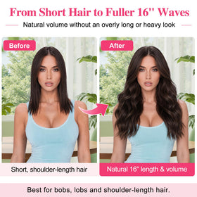 ALXNAN Wavy Clip in Hair Extensions 16" Chocolate Brown packaging