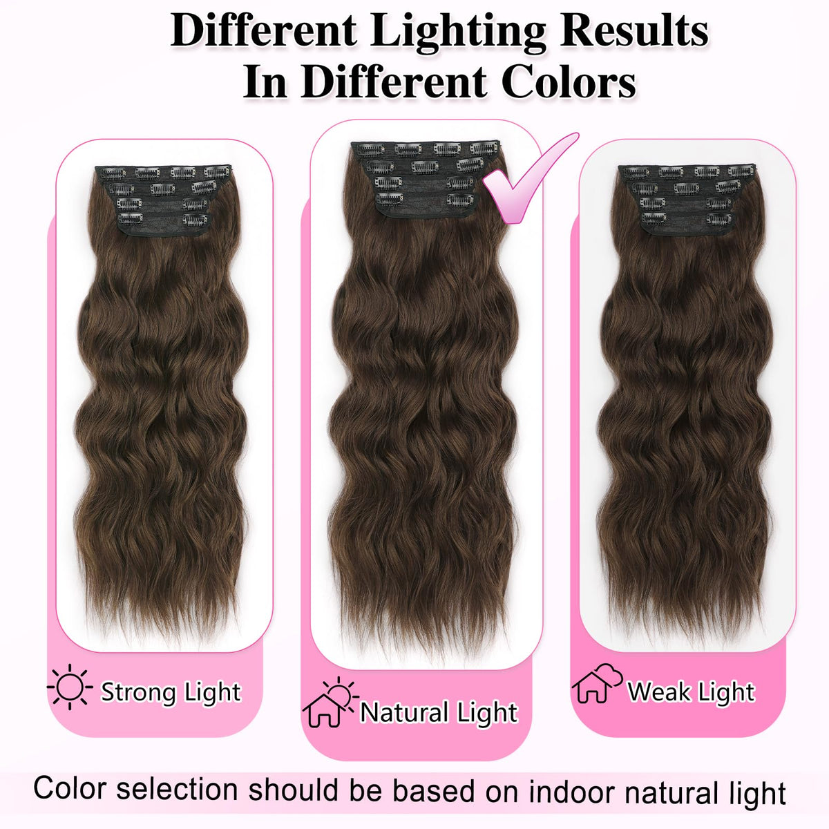 ALXNAN Wavy Clip in Hair Extensions 16-inch Chocolate Brown back view