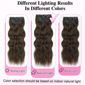 ALXNAN Wavy Clip in Hair Extensions 16-inch Chocolate Brown back view