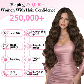ALXNAN Wavy Clip in Hair Extensions 16-inch Chocolate Brown in natural light