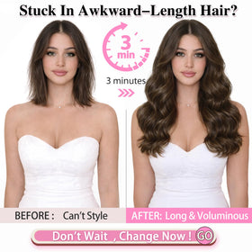 ALXNAN Wavy Clip in Hair Extensions 16-inch Chocolate Brown packaging