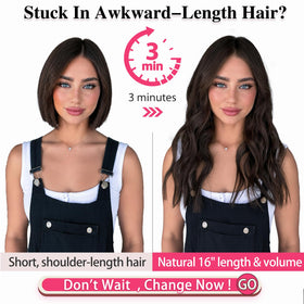 ALXNAN Wavy Clip in Hair Extensions 16 inch Dark Brown packaging