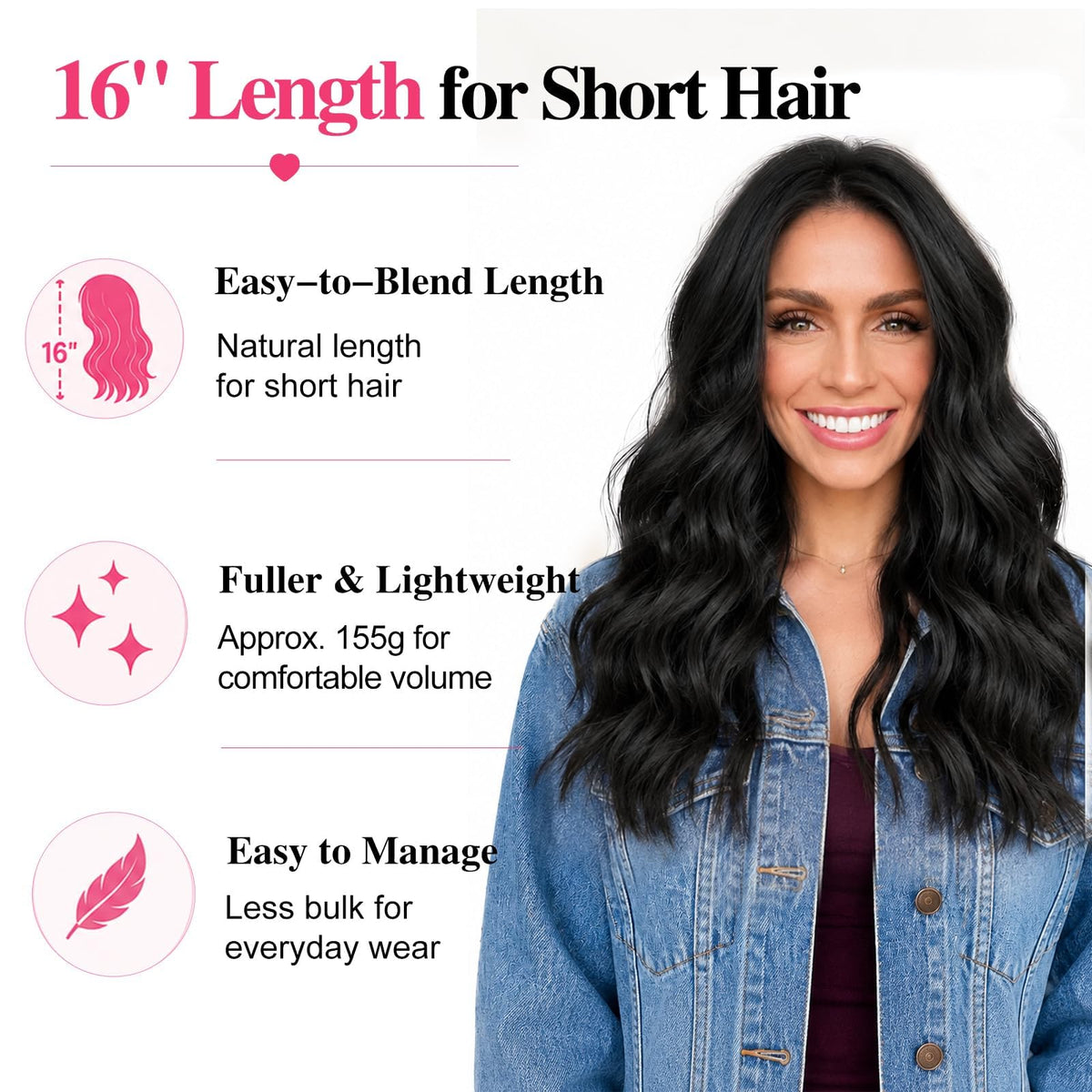ALXNAN Wavy Clip in Hair Extensions in a stylish hairstyle