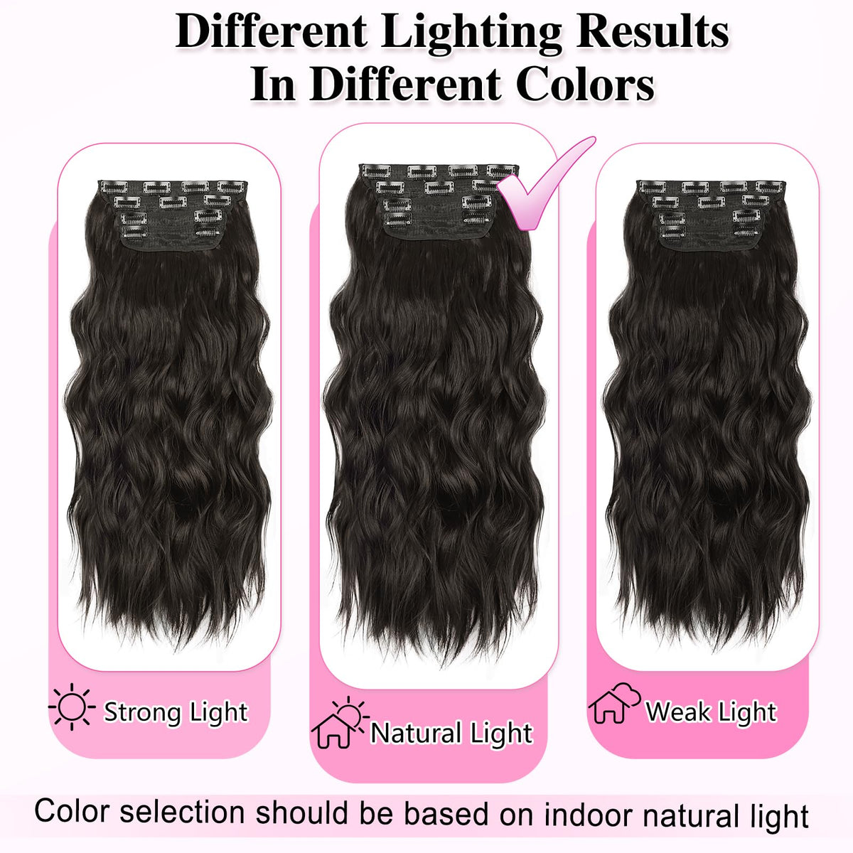 ALXNAN Wavy Clip in Hair Extensions laid flat
