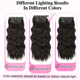 ALXNAN Wavy Clip in Hair Extensions laid flat