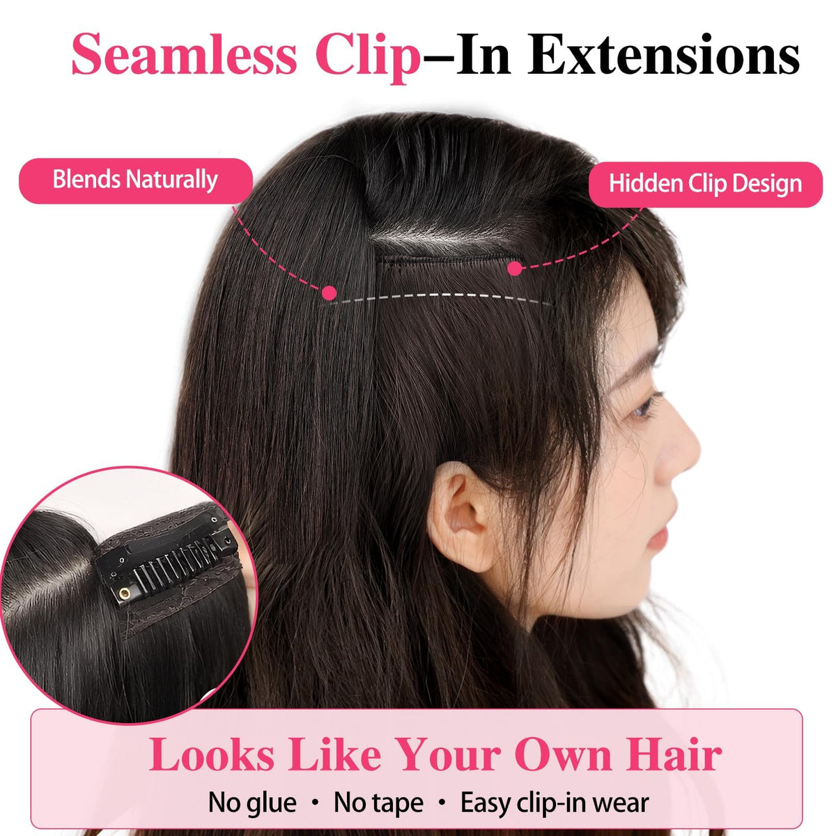 ALXNAN Wavy Clip in Hair Extensions with care instructions