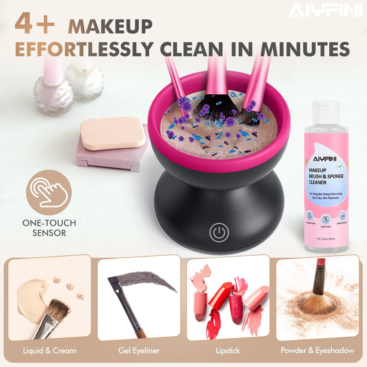 Alyfini Makeup Brush Cleaner Machine in use