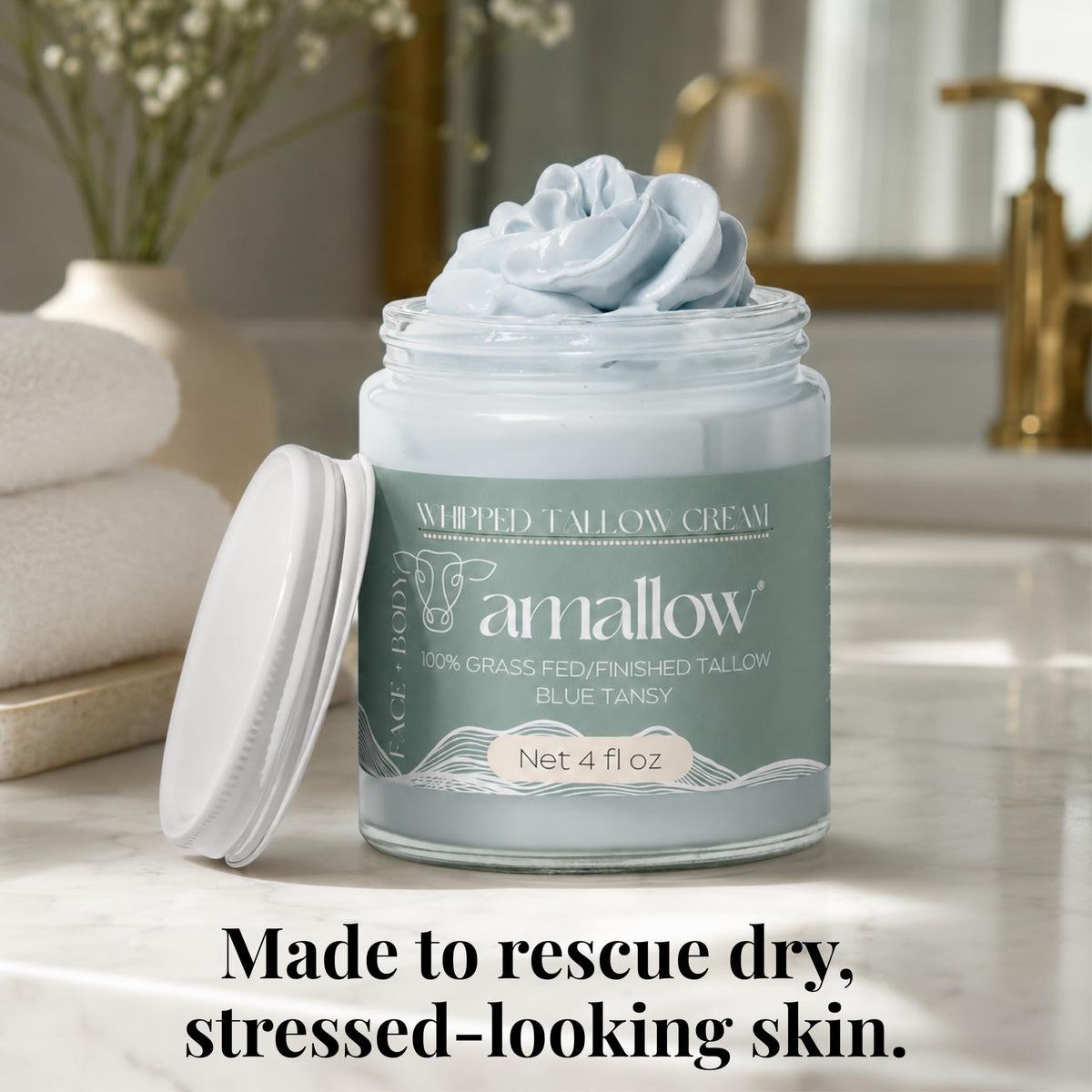 Amallow Beef Tallow Whipped Moisturizer 4 FL. oz. lifestyle scene
