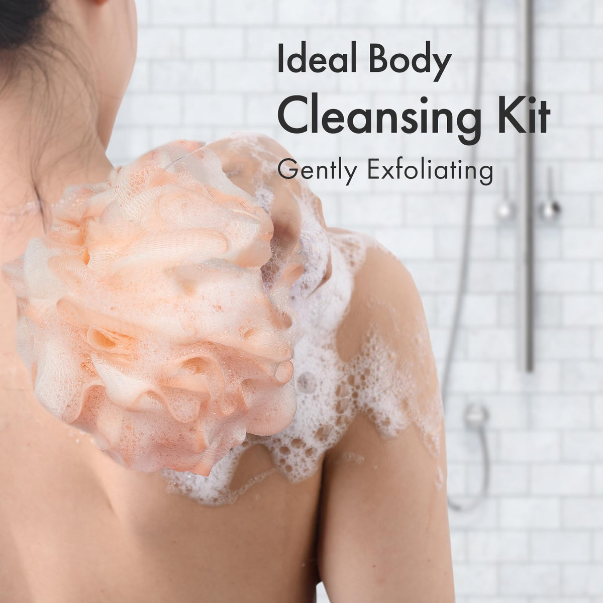 AmazerBath Bath Loofah Sponge in use during a shower