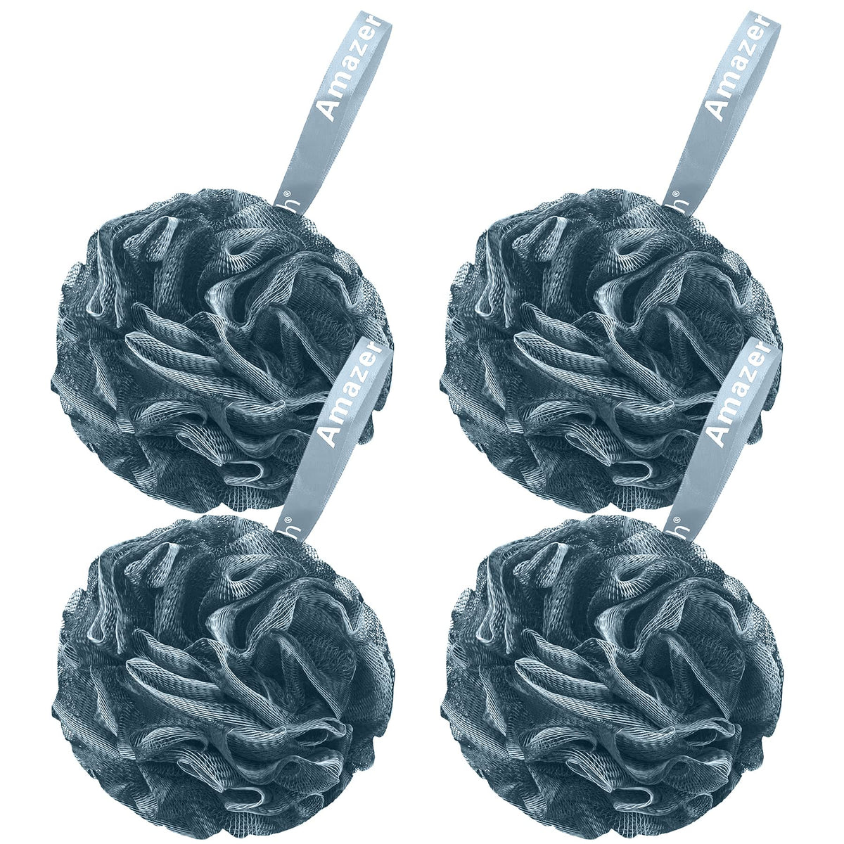 AmazerBath Bath Shower Loofah Sponge Set of 4 in indigo colour