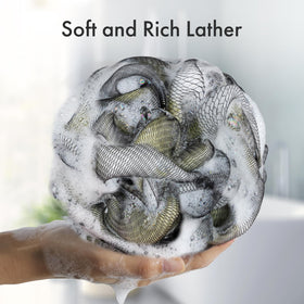 AmazerBath Charcoal Loofah Sponge hanging for easy storage