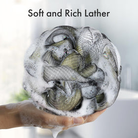 AmazerBath Charcoal Loofah Sponge hanging for easy storage