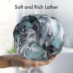 AmazerBath Charcoal Loofah Sponge hanging for easy storage