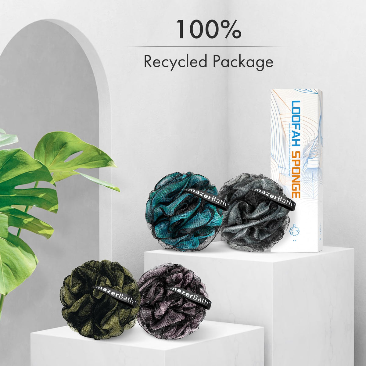 AmazerBath Charcoal Loofah Sponge in army green colour