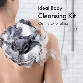 AmazerBath Charcoal Loofah Sponge in vibrant blue color