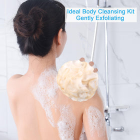 AmazerBath loofah sponge in use during a bath