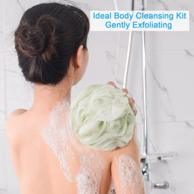 AmazerBath Loofah Sponge in use during a shower