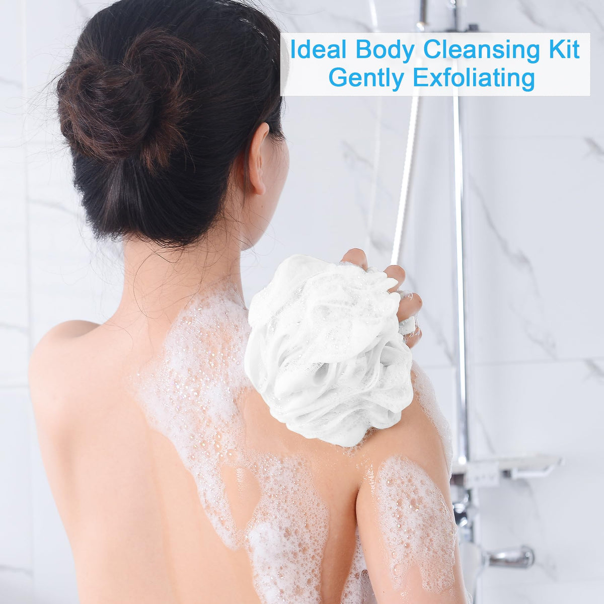 AmazerBath Loofah Sponge Set displayed in a bathroom setting