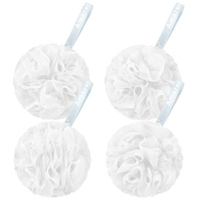AmazerBath Loofah Sponge Set of 4 in Snow White, front view