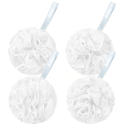 AmazerBath Loofah Sponge Set of 4 in Snow White, front view