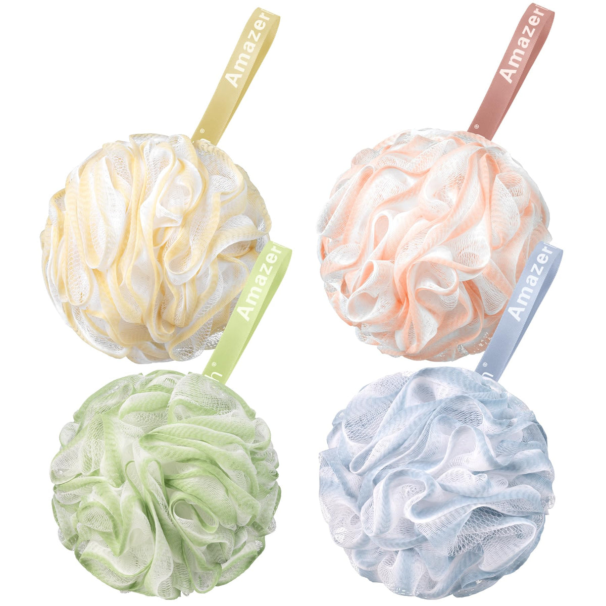AmazerBath Loofah Sponge Set of 4 in various colours