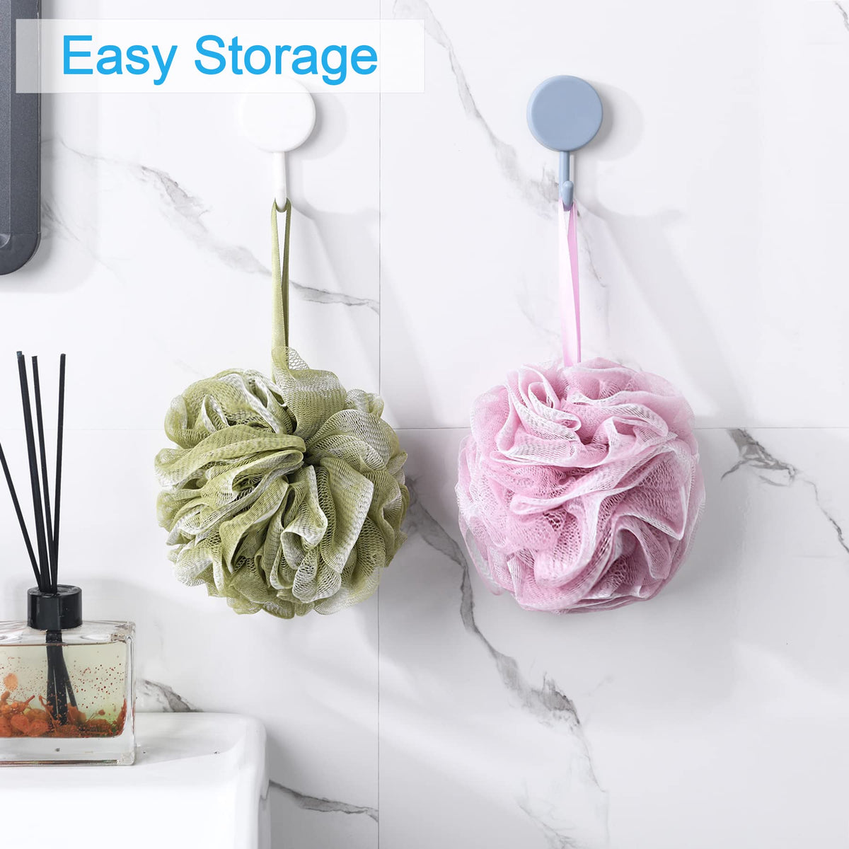 AmazerBath Loofah Sponge Set packaging showing four colour options