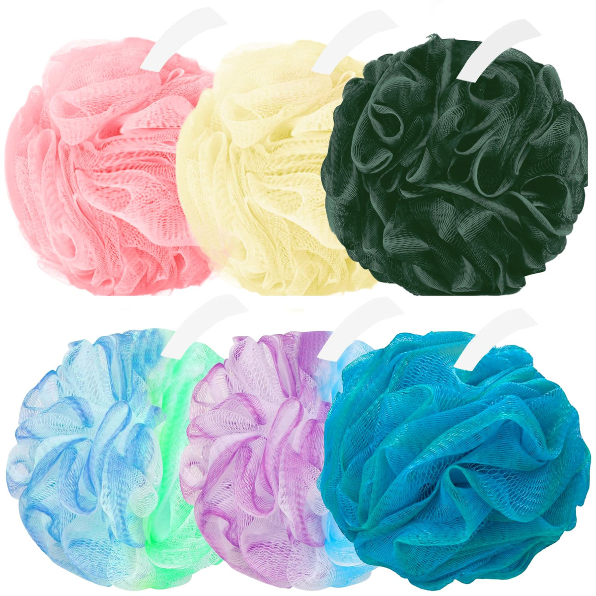 Amazerbst Loofah 6 Pack colorful sponges front view
