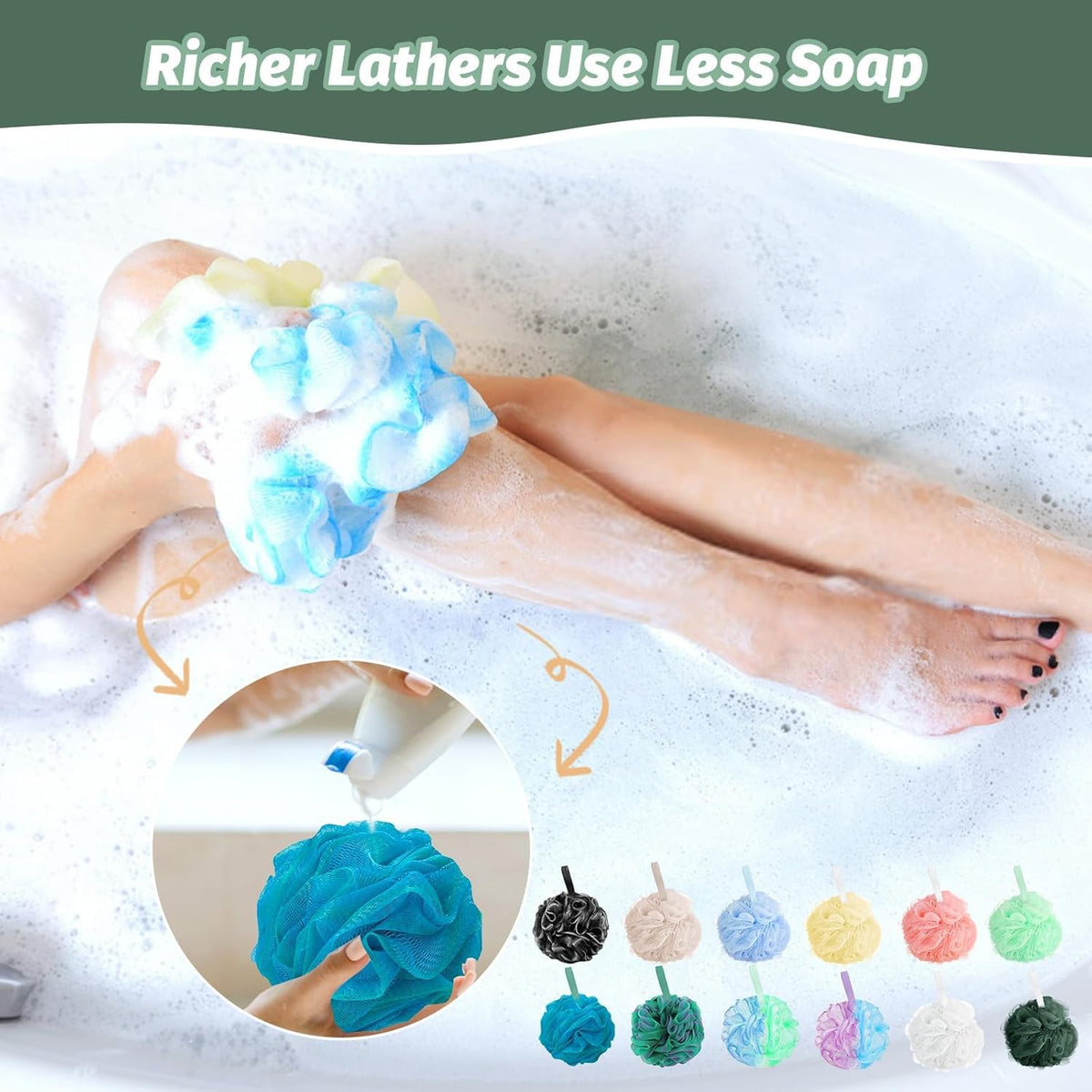 Amazerbst Loofah 6 Pack showing vibrant colours