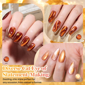 Amber gold cat eye gel polish in Beetles set