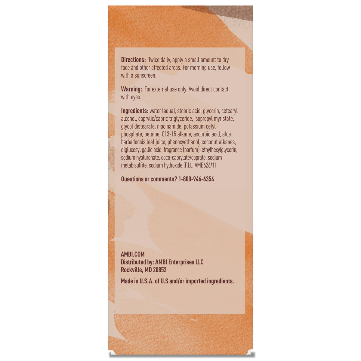 Ambi Even & Clear Fade Cream with ingredients display