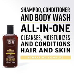 AMERICAN CREW 3-in-1 Shampoo & Body Wash back view with ingredient list