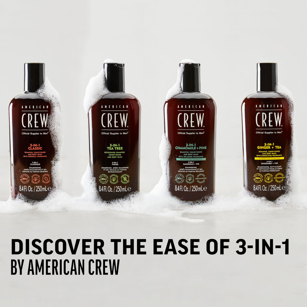 AMERICAN CREW 3-in-1 Shampoo & Body Wash, Ginger & Tea packaging