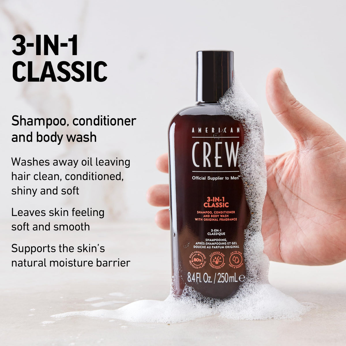 AMERICAN CREW 3-in-1 Shampoo & Body Wash side view