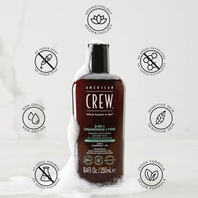 AMERICAN CREW 3-in-1 Shampoo, Conditioner & Body Wash packaging details
