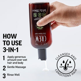 AMERICAN CREW 3-in-1 Tea Tree Shampoo and Body Wash with a towel