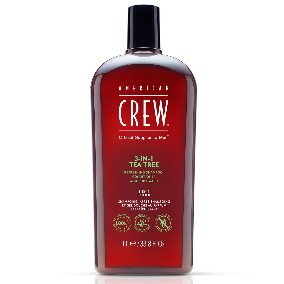 AMERICAN CREW 3-in-1 Tea Tree Shampoo, Conditioner & Body Wash front view